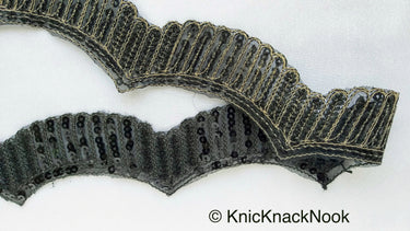 Black / White Embroidery Cut Work With Sequins Lace Trim Approx. 60mm Wide - 210119L498 / 99